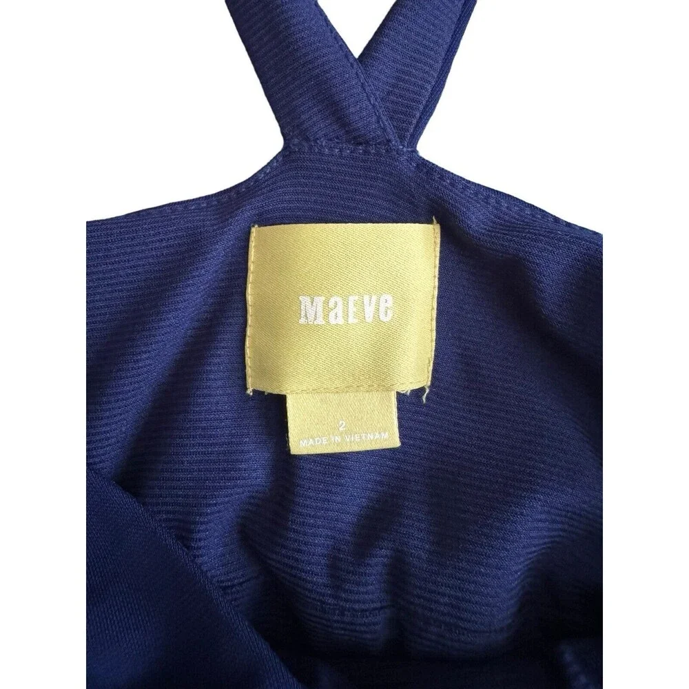 Anthropologie Maeve Blue Yuma Maxi Dress Slinky Rayon Pockets Side Zip Size 2 - Picture 7 of 11